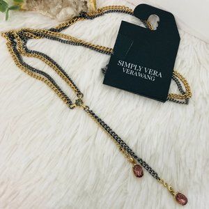 Gold/Gunmetal Grey double Lariat Y shape necklace